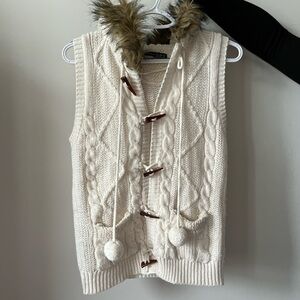 Atmosphere Cream Knit Vest with Faux Fur Lining